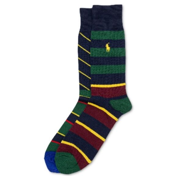 Polo by Ralph Lauren Men's Mismatch Stripes Crew Socks - Multi, Size 10-13, NWT - Picture 7 of 7